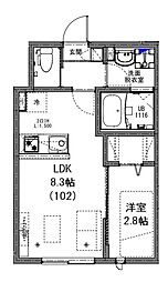 KEIAI RESIDENCE 勝田台 1階1LDKの間取り