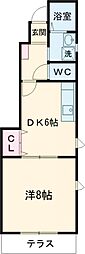 Ｓｈａｒｏｎ　B棟 1階1DKの間取り
