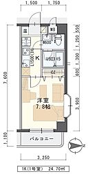 Ｉｎ−Ｔｏｗｎｅｒ木町 4階1Kの間取り