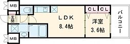S-RESIDENCE空港通りawesome 12階1LDKの間取り