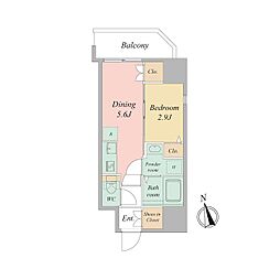セレニテ日本橋エクラ 14階1DKの間取り