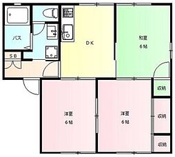 JR上越線 群馬総社駅 徒歩16分の賃貸アパート 2階3DKの間取り