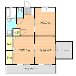 Do城南B棟 3階2DKの間取り