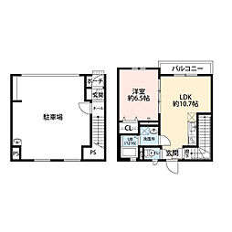 エスパース恋ヶ窪BASEII 1階1LDKの間取り