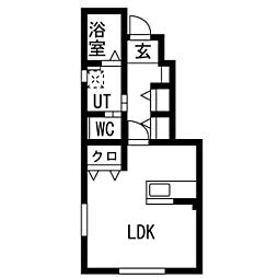 TエステートIII 1階1Kの間取り