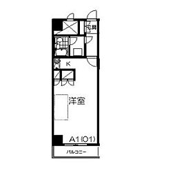 エスパシオ大町 7階ワンルームの間取り