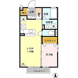 グランカーサ 1階1LDKの間取り