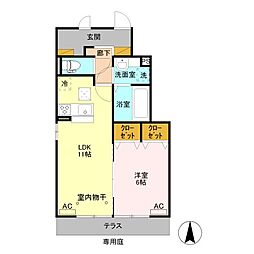 リベール 1階1LDKの間取り