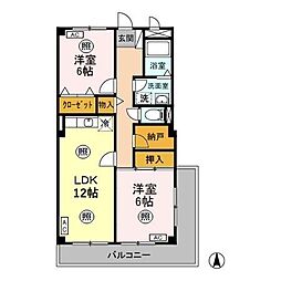 JR上越線 高崎問屋町駅 徒歩20分の賃貸アパート 3階2LDKの間取り