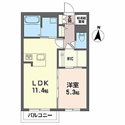 アンビシア山王 2階1LDKの間取り