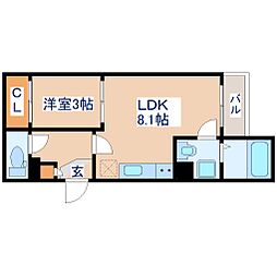 REキャスバルクォーレ長町南 203 2階1LDKの間取り