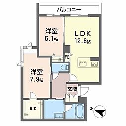 シャーメゾン　フェアリーステージ 2階2LDKの間取り