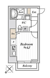 Ｎ−Ｓｔａｇｅ豊田 8階ワンルームの間取り