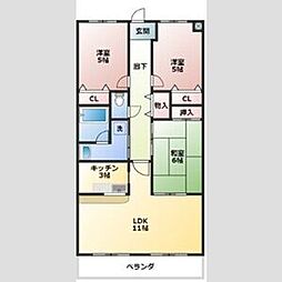 第2グランドビル永吉 4階3LDKの間取り