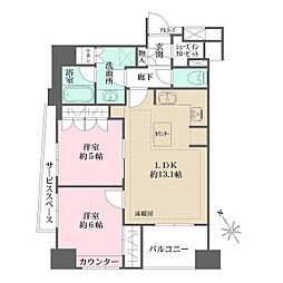 藤和シティホームズ武蔵小山駅前 7階2LDKの間取り