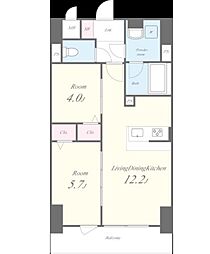 Ｅｖｅｒｇａｒｄｅｎ(エヴァーガーデン) 10階2LDKの間取り
