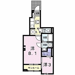 ソルヴィア 1階2Kの間取り