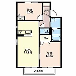 ＭａｓｔＴｏｗｎ小垣江 2階2LDKの間取り