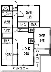 佐倉ハイツ　Ｓ棟 2階3LDKの間取り
