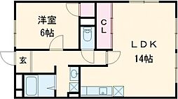 オーベルジュ紫竹山 1LDKの間取図画像
