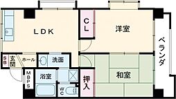 スカイハイツ石黒 4階2DKの間取り