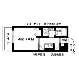 コンテネレッツァ枚方II 2階1Kの間取り