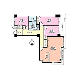 グランドパレス学園前 1階3LDKの間取り