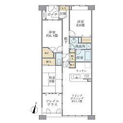 ダイアパレス　プロヴァンシア武蔵境 4階3LDKの間取り
