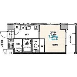 THE LOUNGE LINEAR GATE家賃ダウン(半年間)、他キャンペーン中 1Kの間取図画像