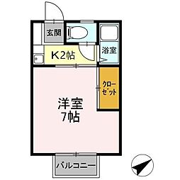 パークハウス　A棟 2階1Kの間取り