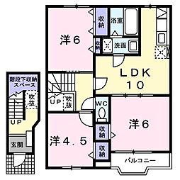 グローリー花立I 2階3LDKの間取り