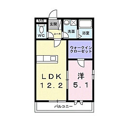 アザレア伊万里III 1階1LDKの間取り