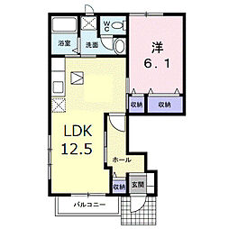 リーヴメゾン北館　Ｃ 1階1LDKの間取り