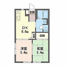 フレグランス　ヴィラ Ａ 1階2DKの間取り