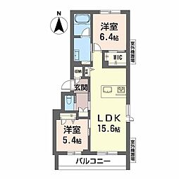 シャーメゾン　サン　ファルカス 1階2LDKの間取り
