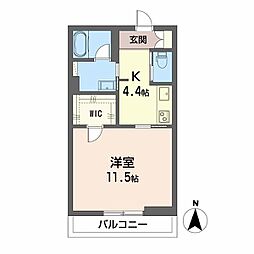 シャーメゾン　セルディーナ 2階1Kの間取り