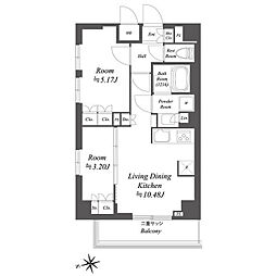 ブランシエスタ荻窪 7階2LDKの間取り