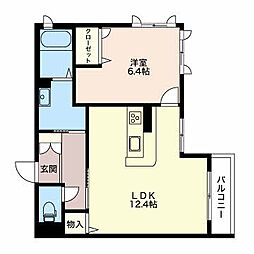 ラ・ファミーユ 2階1LDKの間取り