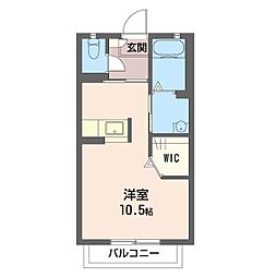 東武小泉線 西小泉駅 徒歩23分の賃貸アパート 1階ワンルームの間取り