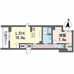 Ａｌｆｌａｔ梅田町 3階1LDKの間取り