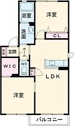 グランドパルク　Ａ棟 1階2LDKの間取り