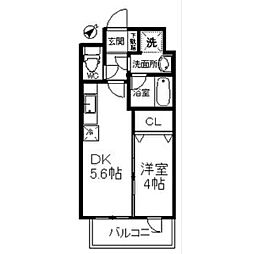 エルスタンザ子平町 4階1DKの間取り