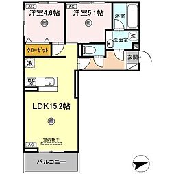 (仮称)D-ROOM中原東 303 3階2LDKの間取り