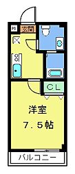 フラッティ円町北 7階1Kの間取り
