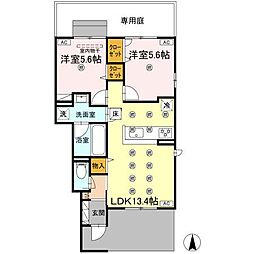 アヴェンセ　A棟 1階2LDKの間取り