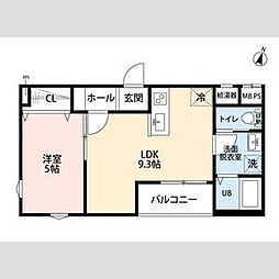 JR武蔵野線 新座駅 徒歩14分の賃貸アパート 1階1LDKの間取り