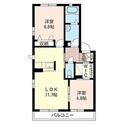 東武伊勢崎線 細谷駅 徒歩13分の賃貸アパート 2階2LDKの間取り