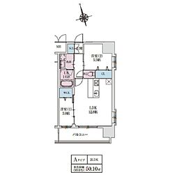 JR東海道・山陽本線 東淀川駅 徒歩4分の賃貸マンション 5階2LDKの間取り