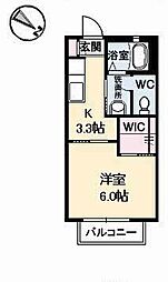 パレスＨＩＲＯＣＯ　Ａ棟 1階1Kの間取り