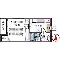 ロフトハウス長町 1階1Kの間取り